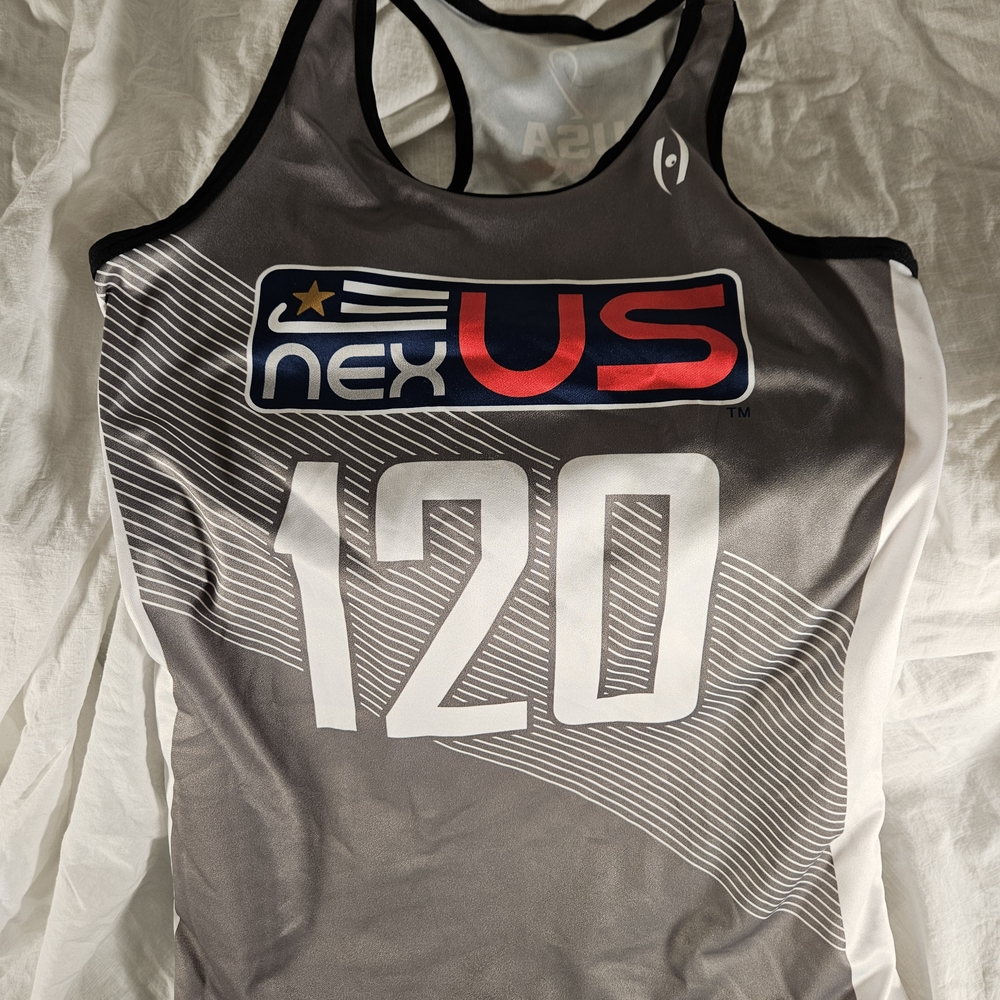 Harrow Women's Gray and White Athletic Nexus Tank Top With #120